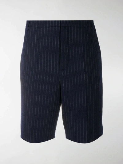 Shop Saint Laurent Pinstripe Bermuda Shorts In Blue