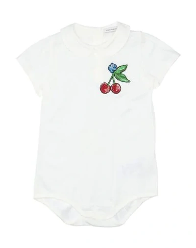 Shop Dolce & Gabbana Newborn Girl Baby Bodysuit White Size 3 Cotton, Polyester, Viscose, Lurex, Polyamide