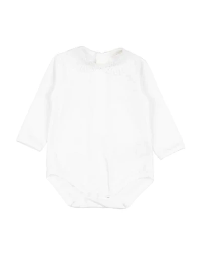 Shop Dolce & Gabbana Newborn Girl Baby Bodysuit White Size 0 Cotton, Elastane