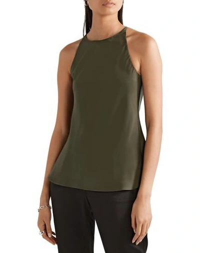 Shop Rosetta Getty Woman Top Military Green Size 12 Acetate, Viscose, Silk