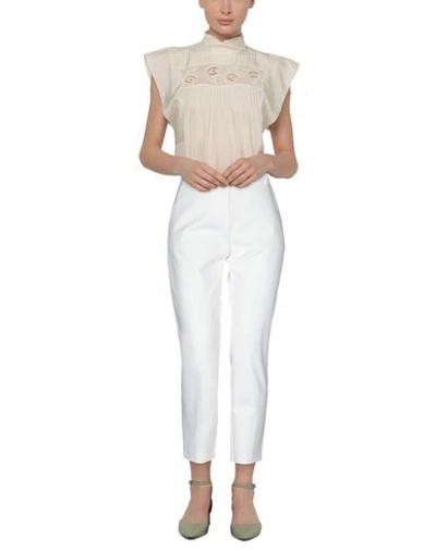 Pinko Tailored White Trousers With Side Pockets In White