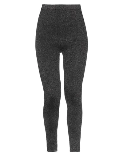 Shop Sandro Woman Leggings Black Size 6 Viscose, Polyester, Polyamide, Metallic Fiber, Elastane