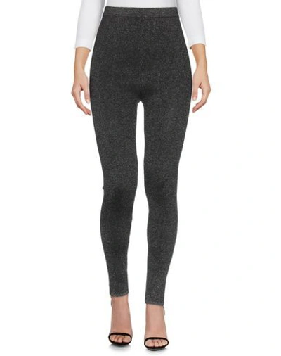 Shop Sandro Woman Leggings Black Size 6 Viscose, Polyester, Polyamide, Metallic Fiber, Elastane