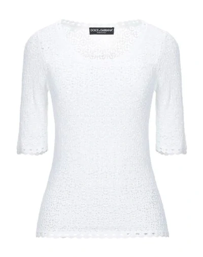 Shop Dolce & Gabbana Woman Sweater White Size 10 Viscose, Polyester