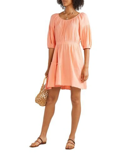 Shop Apiece Apart Woman Mini Dress Coral Size 10 Cotton In Red