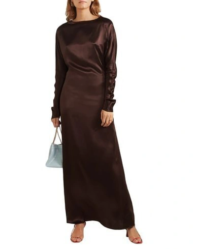 Shop Albus Lumen Long Dresses In Dark Brown