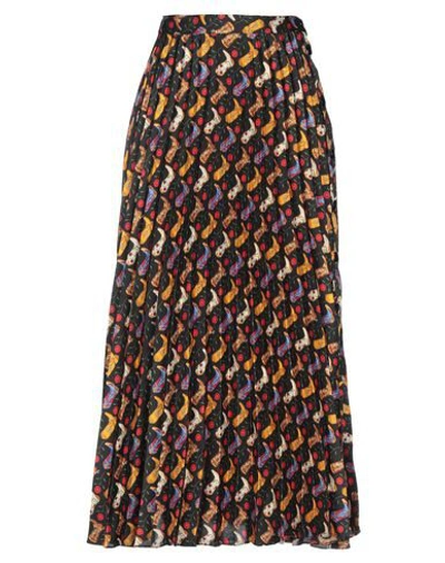 Shop Sandro Woman Midi Skirt Black Size 0 Polyester, Brass