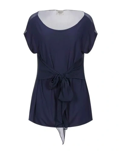 Shop Armani Collezioni Blouses In Dark Blue