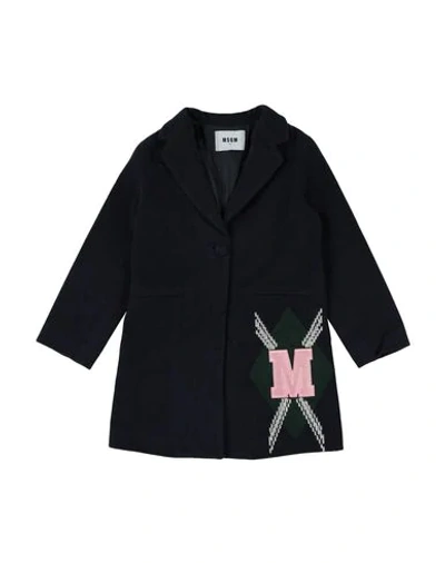 Shop Msgm Coat In Dark Blue