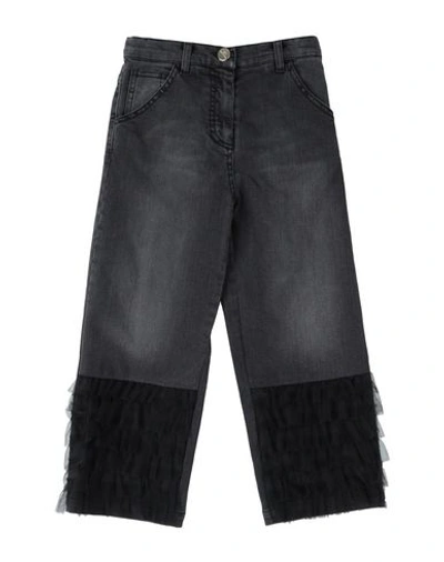 Shop Elisabetta Franchi Toddler Girl Denim Pants Black Size 6 Cotton, T-400 Fiber, Polyamide