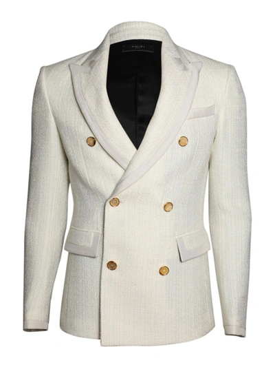 Shop Amiri Bloucle Double-breasted Blazer In White