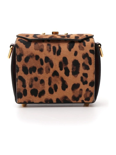 Shop Alexander Mcqueen Box Bag 19 Leopard Leather Handbag In Brown