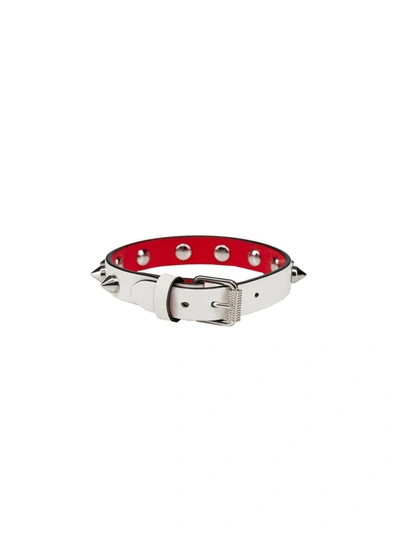 Shop Christian Louboutin White Leather Bracelet In Not Applicable