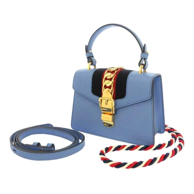 Shop Gucci Mini Sylvie Leather Satchel In Blue