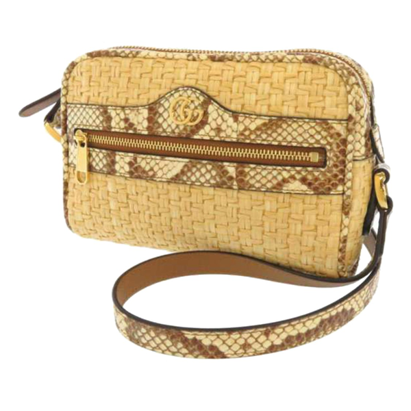 Gucci Straw Ophidia Crossbody Bag In Yellow | ModeSens