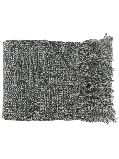 Shop Ami Alexandre Mattiussi Mouline Scarf With Fringes In Grey