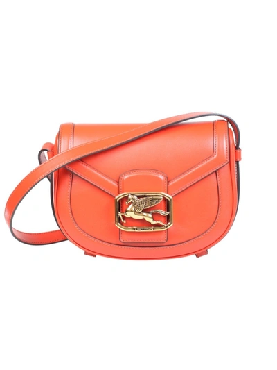 Shop Etro Orange Leather Shoulder Bag
