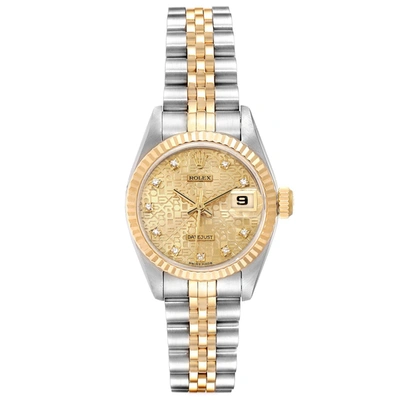 Shop Rolex Datejust Steel Yellow Gold Jubilee Diamond Dial Ladies Watch 79173 In Not Applicable