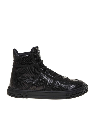 Shop Giuseppe Zanotti High Sneakers In Coconut Print Leather In Black