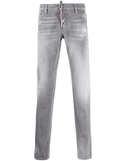 Shop Dsquared2 Stonewashed Grey Cotton Jeans