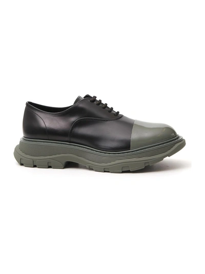 Shop Alexander Mcqueen Black/green Leather Lace-up Shoes