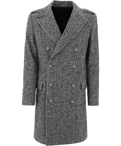 Shop Balmain Grey Wool Coat