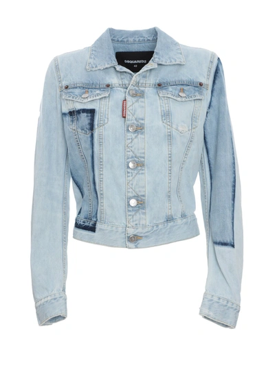 Shop Dsquared2 Light Blue Cotton Outerwear Jacket