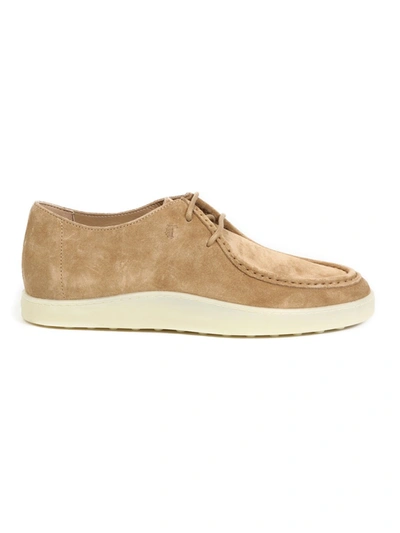 Shop Tod's Beige Suede Lace-up Shoes In Neutrals