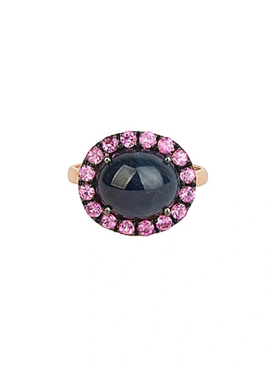 Shop Rosa De La Cruz Oval Cabochon Iolite And Pink Sapphire Ring In Not Applicable