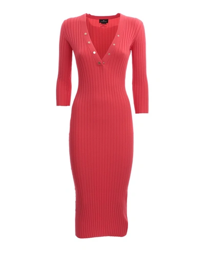 Shop Elisabetta Franchi Pink Cotton Dress