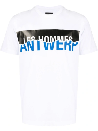 Shop Les Hommes White Leather T-shirt