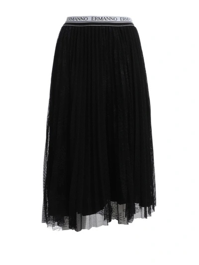 Shop Ermanno Scervino Black Polyester Skirt