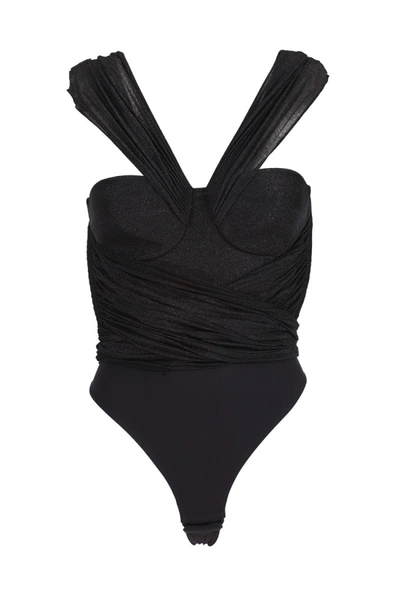 Shop Elisabetta Franchi Black Viscose Bodysuit