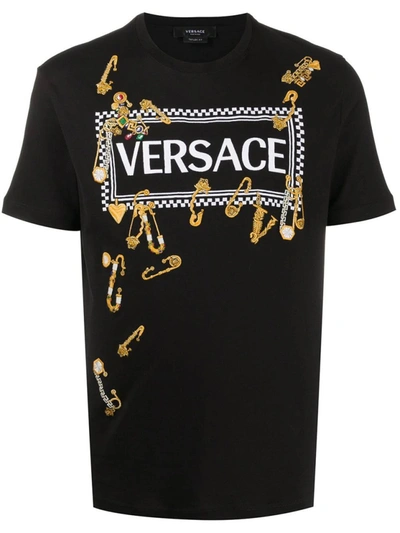 Shop Versace Pin Print T-shirt In Black