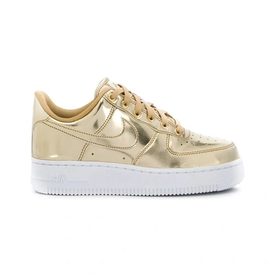 Shop Nike W Air Force 1 Sneakers In Gold Leather