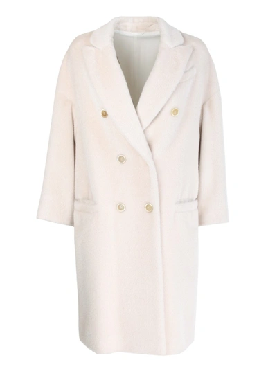 Shop Brunello Cucinelli White Wool Coat