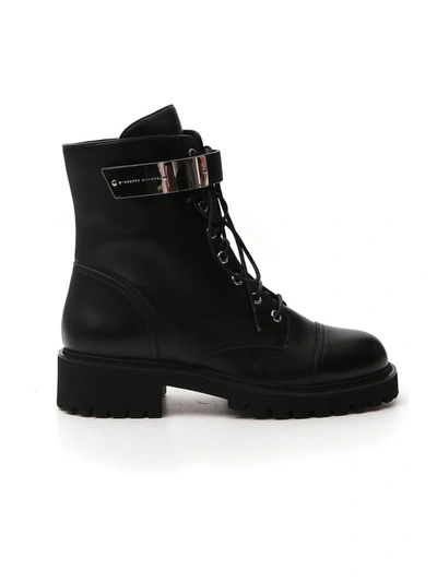 Shop Giuseppe Zanotti Alexa Black Leather Ankle Boots