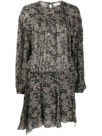 Shop Isabel Marant Étoile Long-sleeved Floral Dress In Grey