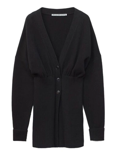 Shop Alexander Wang Oversized Mocked V-neck Cardigan In Black