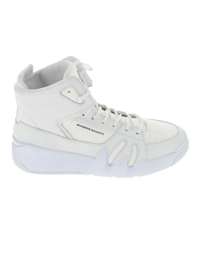 Shop Giuseppe Zanotti White Leather Hi Top Sneakers