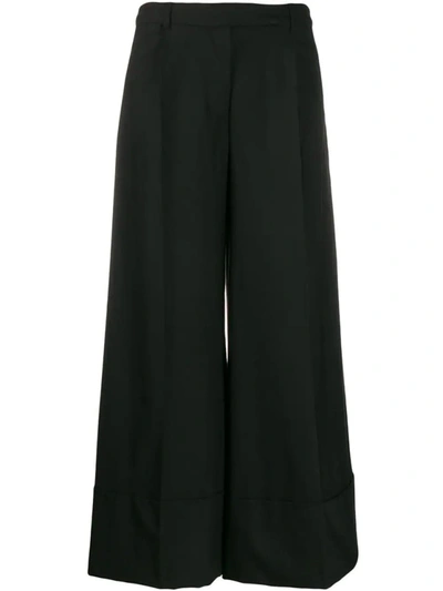 Shop Simone Rocha Pleat Detailed Cropped Trousers In Black