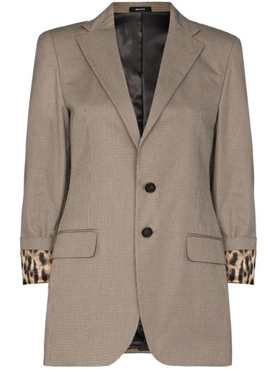 Shop R13 Houndstooth-pattern Single-breasted Blazer In Brown