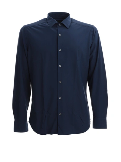 Shop Corneliani Blue Nylon Shirt