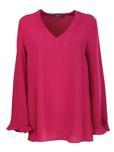 Shop Etro Fuchsia Silk Blouse In Pink