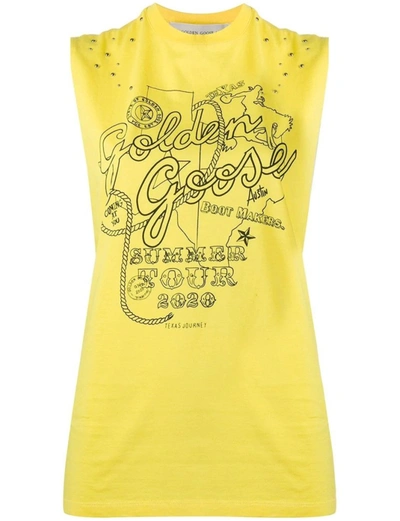 Shop Golden Goose Yellow Cotton T-shirt