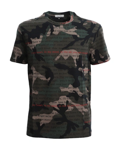 Shop Valentino Camouflage Cotton T-shirt In Multicolor