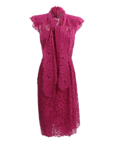 Shop Dolce & Gabbana Fuchsia Cotton Dress In Pink