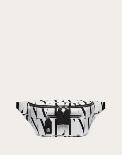 Shop Valentino Vltn Times Nylon Belt Bag In Optic White/black