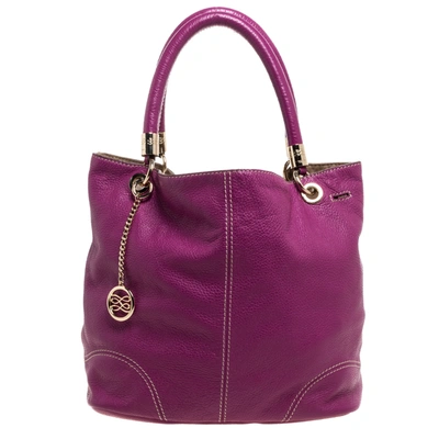 Pre-owned Lancel Magenta Leather French Flair Tote In Pink