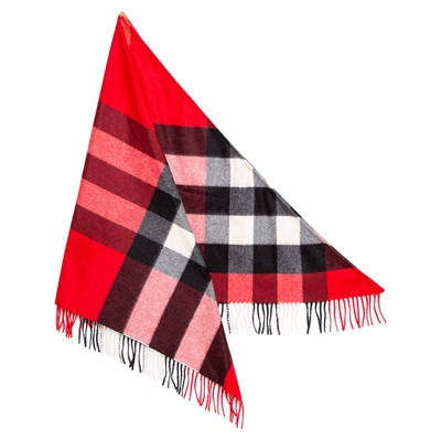 Pre-owned Burberry Bright Military Red Cashmere Bandana Scarf